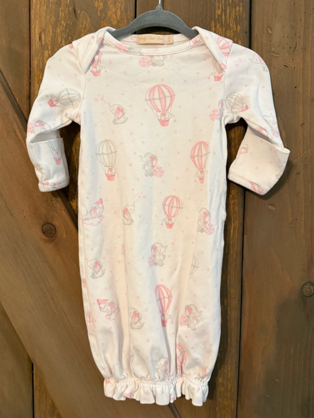 Baby Club Chic Elephant Pink Printed Gown and Hat Set
